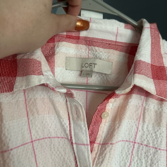LOFT Red and White Checkered Shirt - Picture 4 of 4